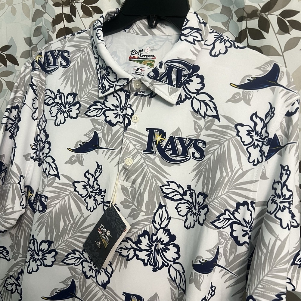Reyn Spooner Tampa Bay Rays Hawaiian Shirt MLB Baseball Performance Men's M